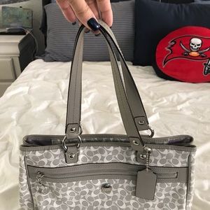 Coach Dipped Canvas Grey & White Purse.